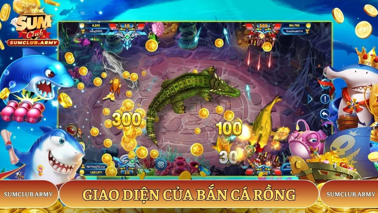 Giao diện chính của game bắn cá rồng tại Sumclub